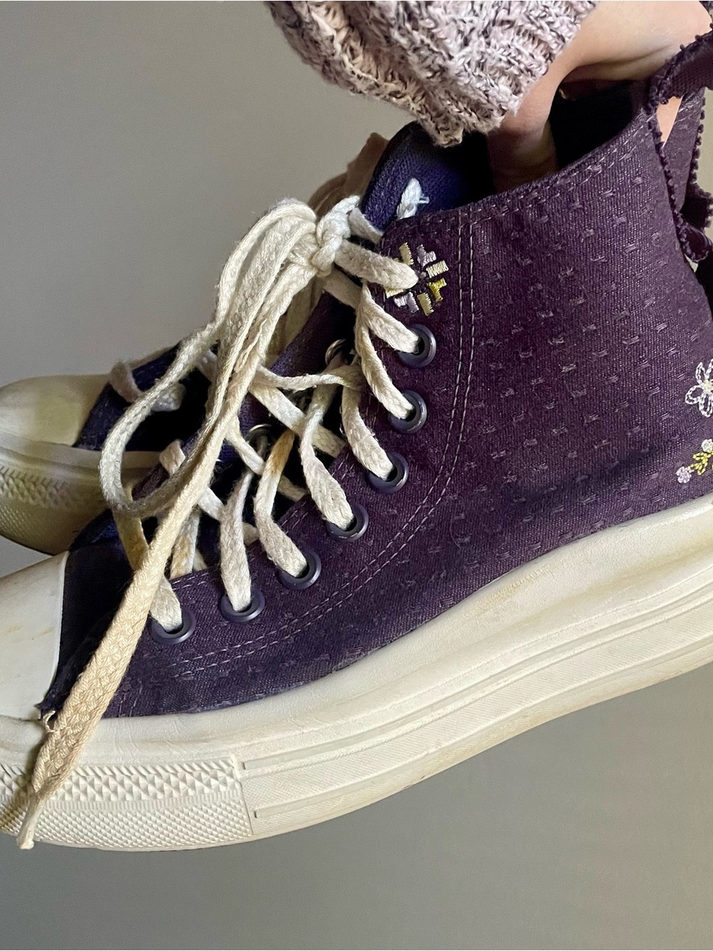 Dark Purple Platform High Top Converse